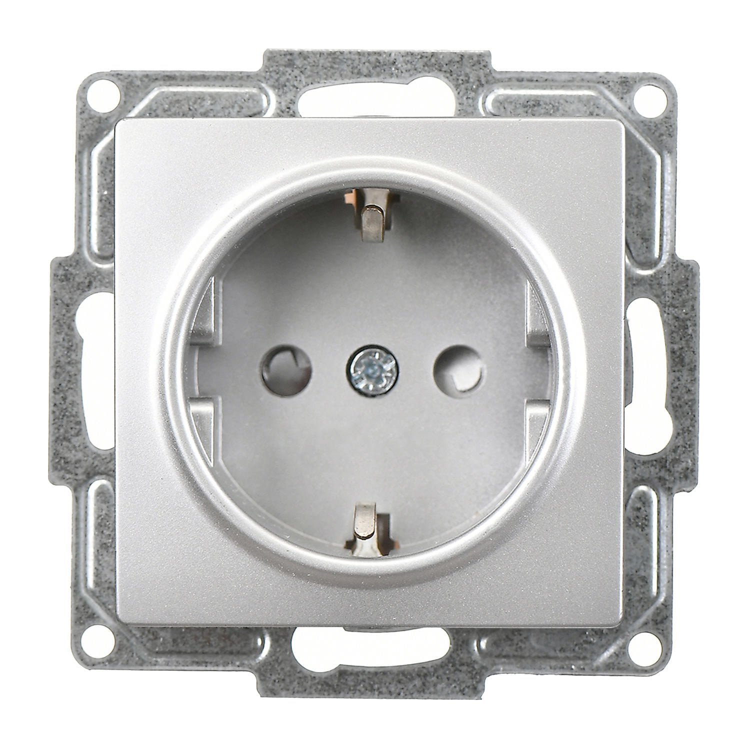 01281500-252116.jpg Visage Gümüş Çocuk Korumalı Topraklı Priz - 16A 250V - Klipsli - Günsan - 01281500-252116 - Görsel 1