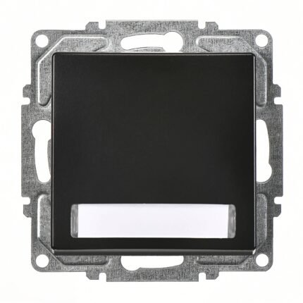 Visage Metalik Siyah Vidalı Işıklı Etiketli Zil Butonu - 12V - Günsan - 01283400-150112