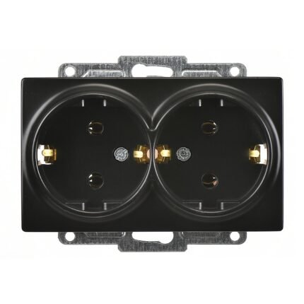 Visage Metalik Siyah İkili Topraklı Priz- 16A 250V - Vidalı - Günsan - 01283400-155150