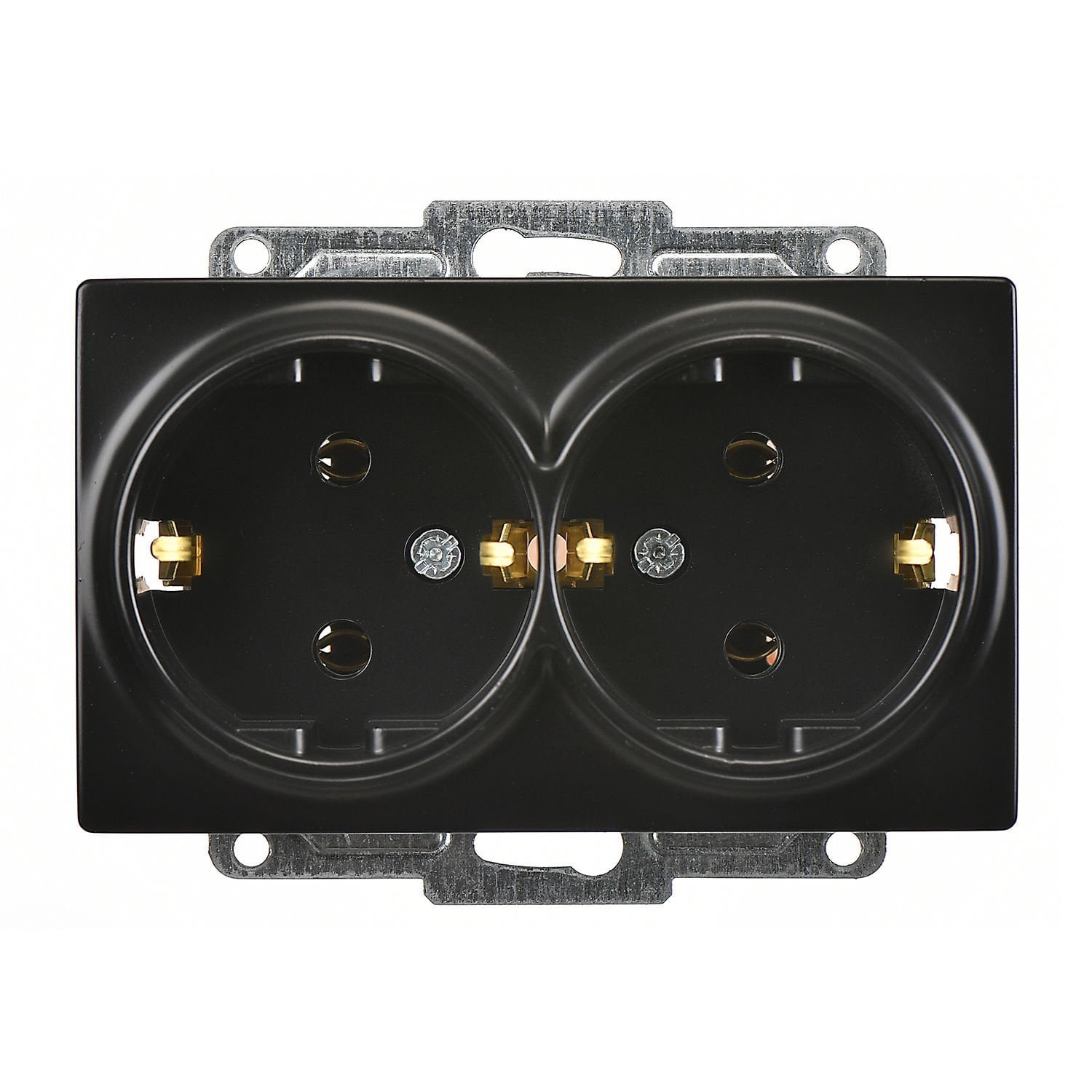 01283400-155150.jpg Visage Metalik Siyah İkili Topraklı Priz- 16A 250V - Vidalı - Günsan - 01283400-155150 - Görsel 1