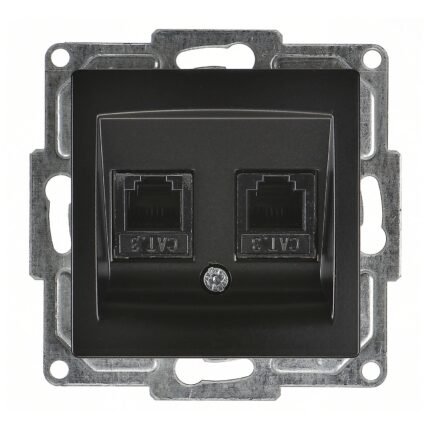Visage Metalik Siyah Vidalı İkili Nümeris Telefon Prizi (2 x Cat3) - Günsan - 01283400-157121