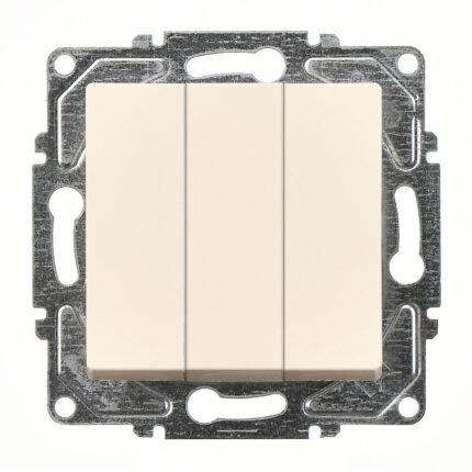 Eqona Krem Vidalı Üçlü Anahtar 10AX 250V - Günsan - 01401200-150160