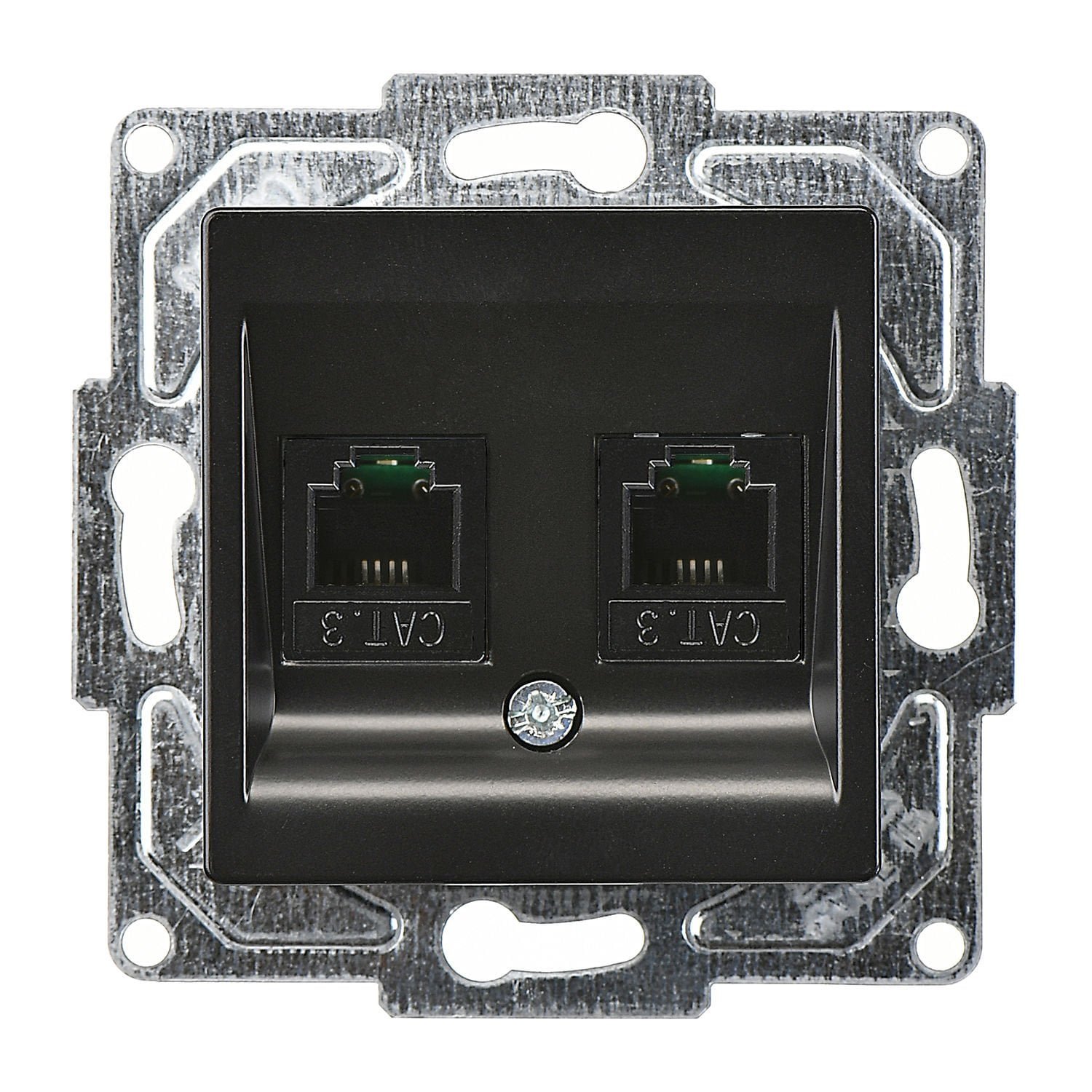01403400-157121.jpg Eqona Metalik Siyah Vidalı İkili Nümeris Telefon Prizi (2 x Cat3) - Günsan - 01403400-157121 - Görsel 1