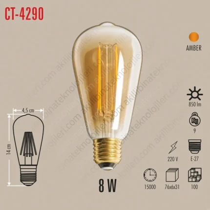 Cata CT-4290 8W Amber LED Ampul