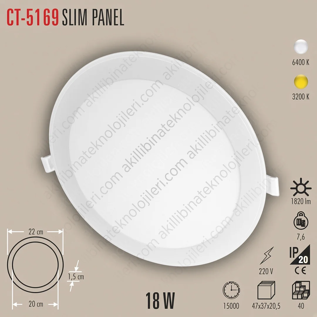 CT-5169 Cata CT-5169 18 W Beyaz ve Gün Işığı LED Aydınlatma - Görsel 1