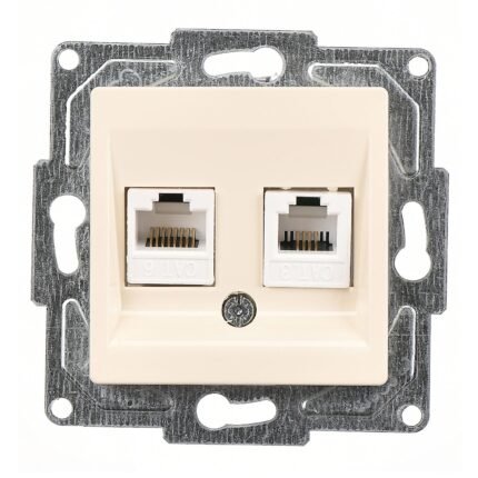 Eqona Krem Vidalı Data & Nümeris Telefon Prizi (RJ45 Cat6 + Cat3) - Günsan - 01401200-157171