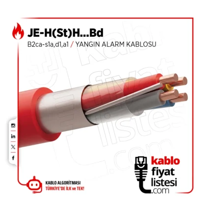 2x2x1,5+0,80 mm² JE-H(St)H…Bd (B2ca-s1a.d1.a1) Yangın Alarm Kablosu - Erse Kablo