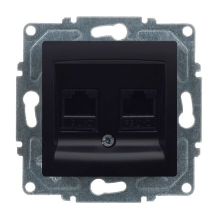 Visage Metalik Siyah Data + Nümeris Telefon Prizi (RJ45 Cat5E + Cat3) - Günsan - 01283400-157132