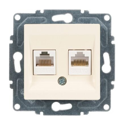 Eqona Krem Vidalı İkili Data Prizi (2 x RJ45 Cat5E) - Günsan - 01401200-157131