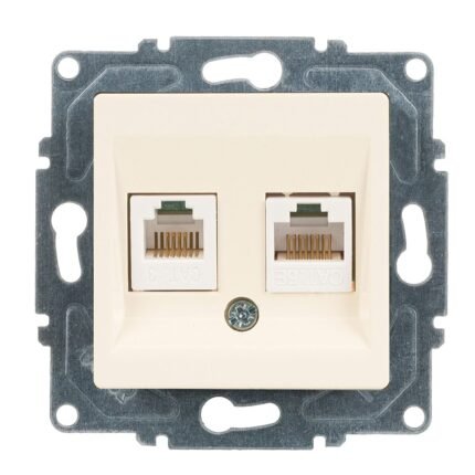 Eqona Krem Vidalı Data & Nümeris Telefon Prizi (RJ45 Cat5E + Cat3) - Günsan - 01401200-157132