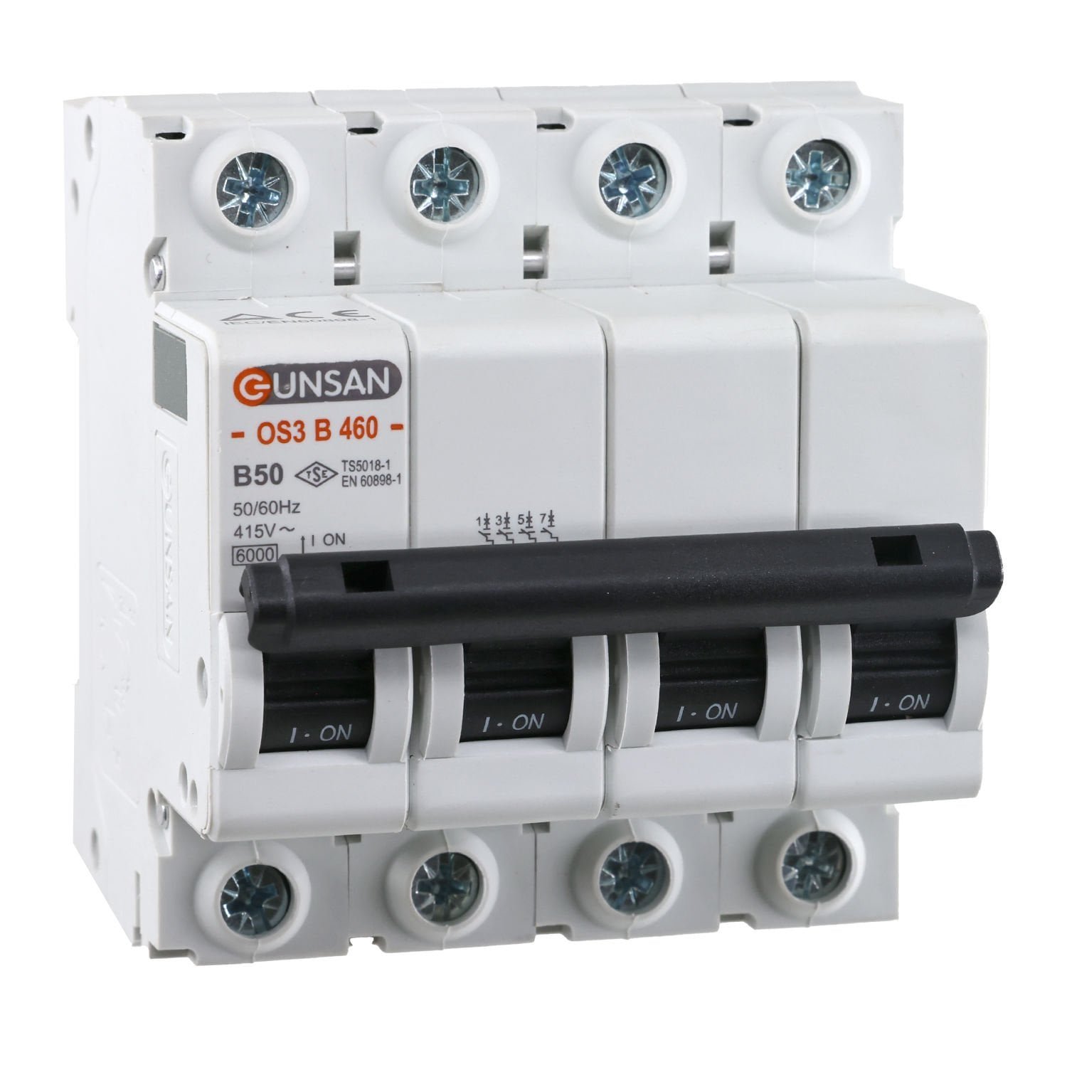 os3b460-50.jpg Valta Otomatik Sigorta 4P 6kA B Tip 50A Dört Kutuplu - Günsan - OS3B460-50 - Görsel 1